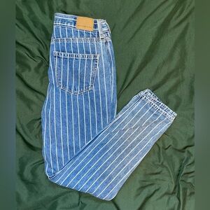 American Eagle Outfitters Blue/White Striped Mom Jean